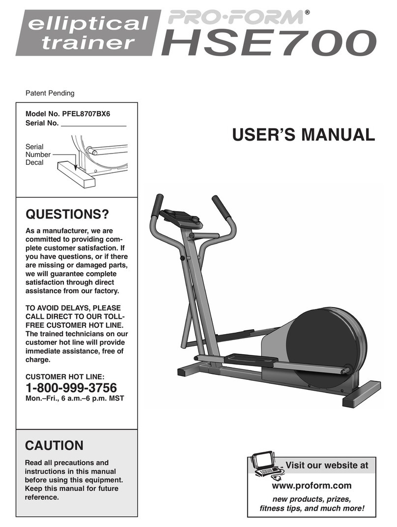 Pro-Form HSE700 User manual Pro-Form HSE700 User manual