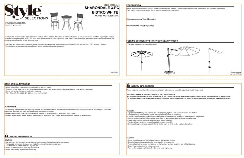 LF STYLE SELECTIONS SHARONDALE FZS60536ASTA instructions