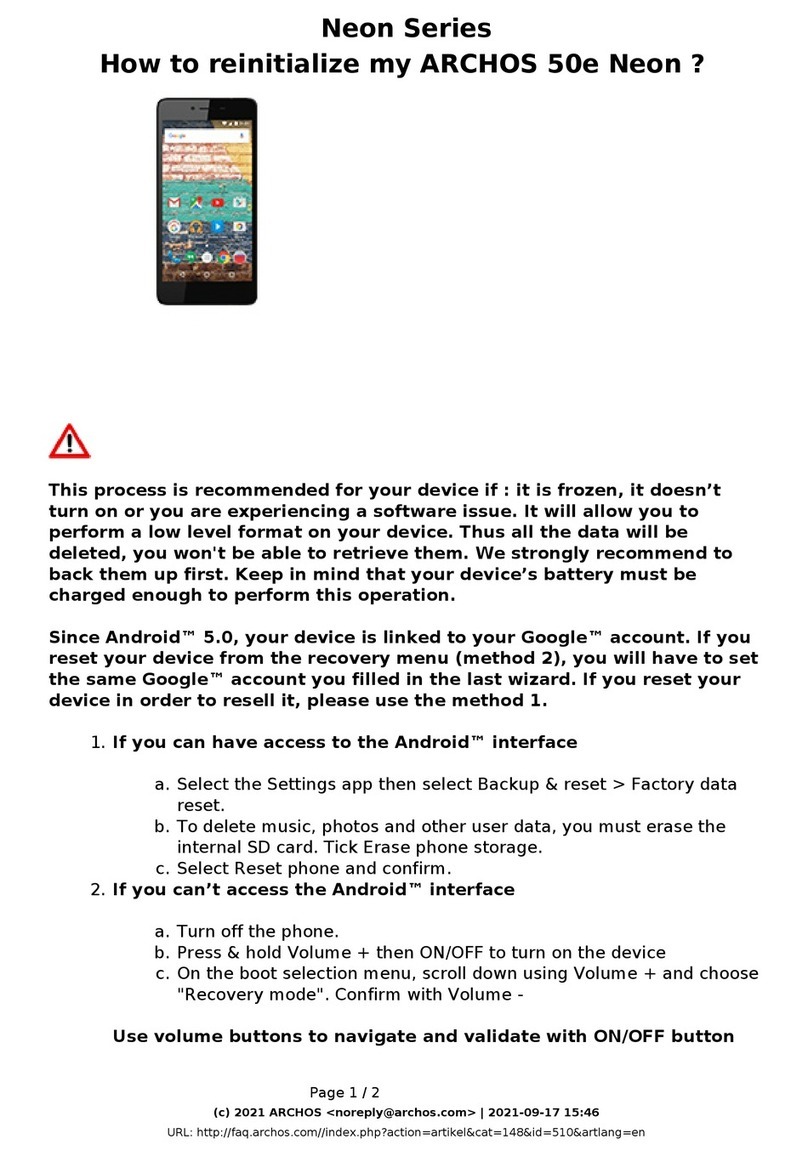 Archos Neon Series Installation and user guide Archos Neon Series Installation and user guide