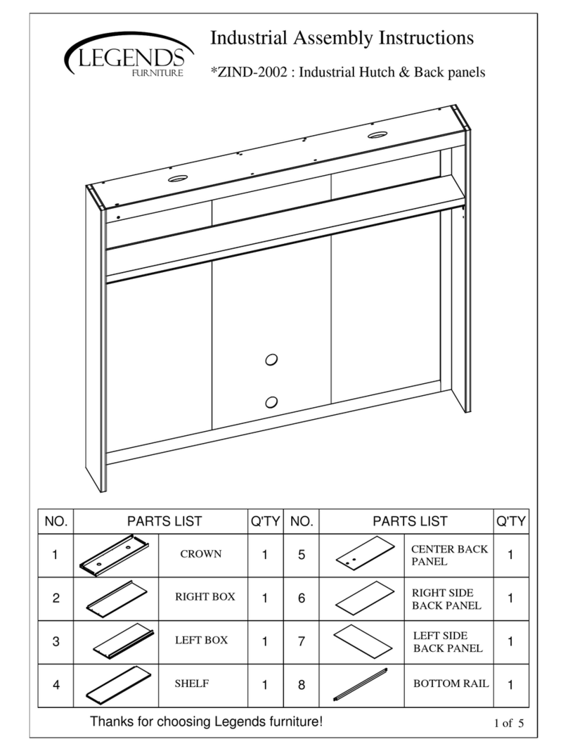 LEGENDS FURNITURE ZIND-2002 INDUSTRIAL ASSEMBLY INSTRUCTIONS LEGENDS FURNITURE ZIND-2002 INDUSTRIAL ASSEMBLY INSTRUCTIONS