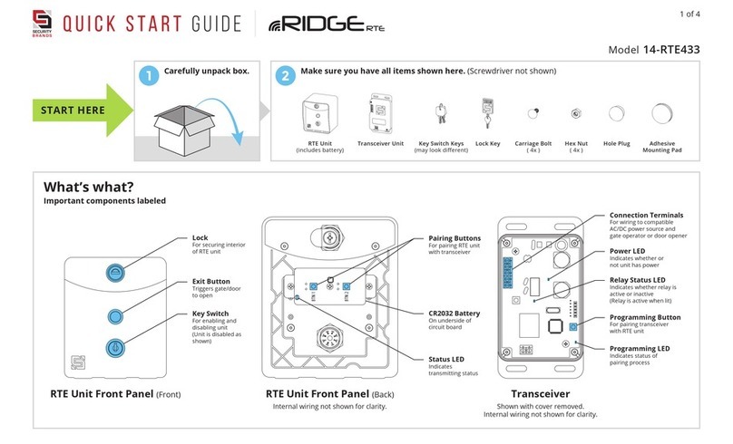 Security Brands RIDGE RTE 14-RTE433 quick start guide