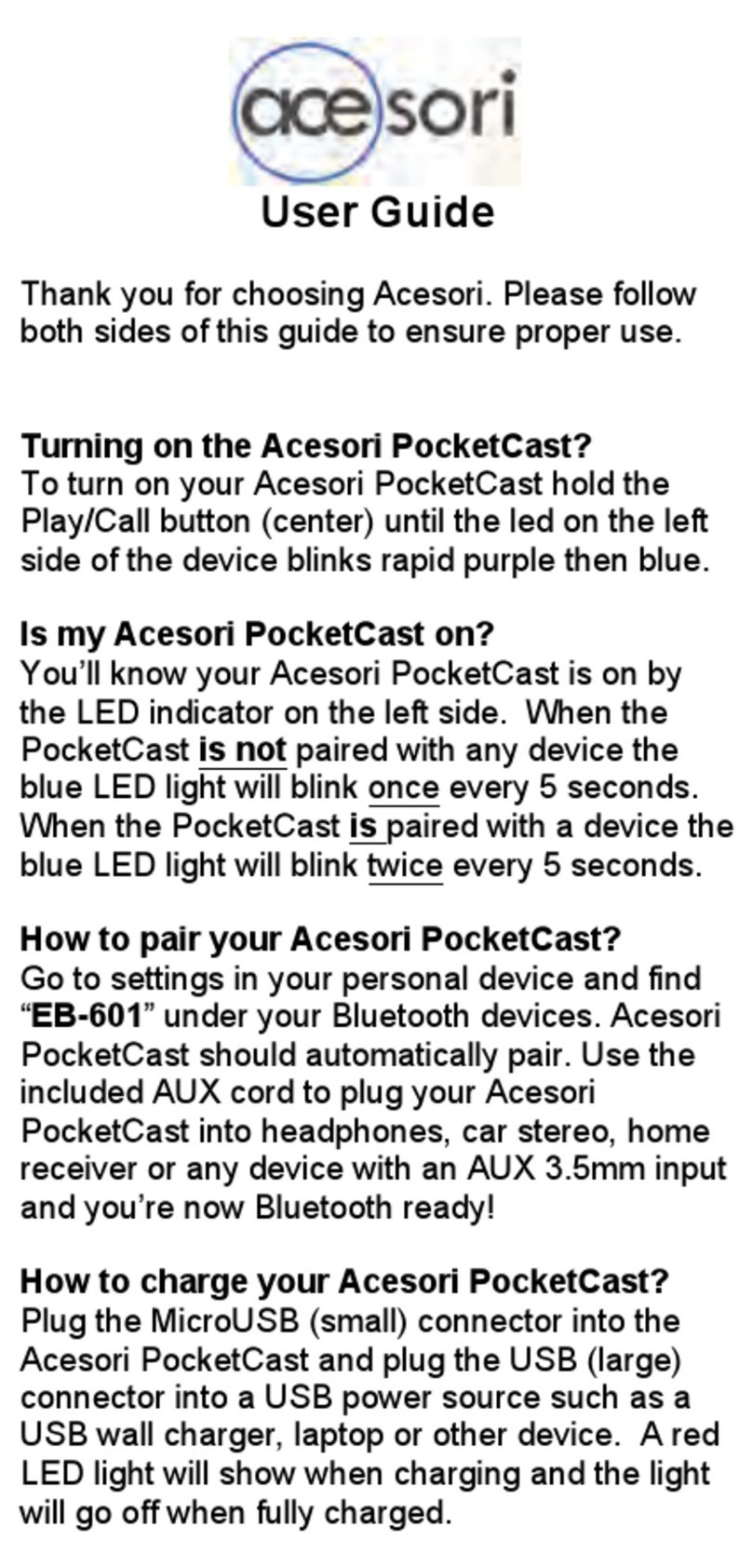 Acesori PocketCast user guide