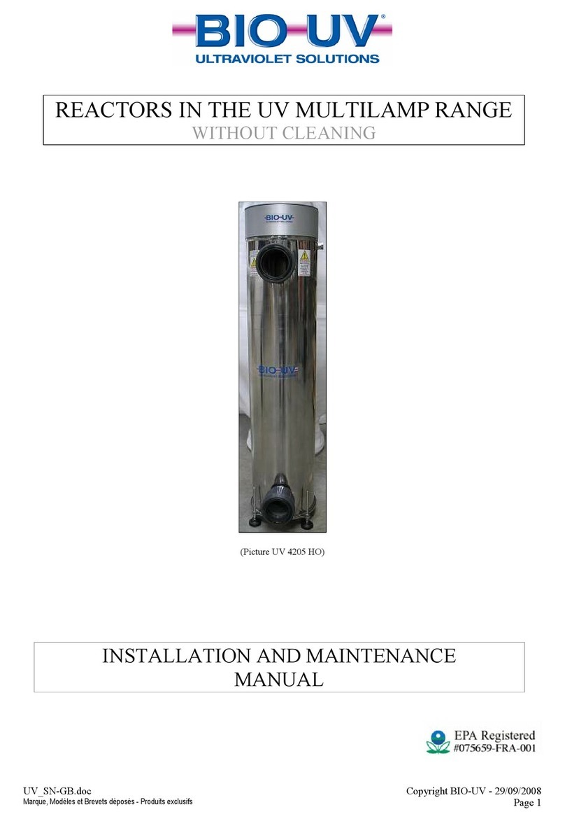BIO UV UV3205HO Installation and maintenance manual