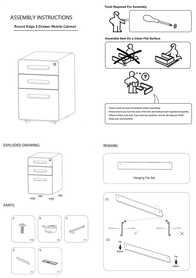 ApexDesk Round Edge 3-Drawer Mobile Cabinet... User manual