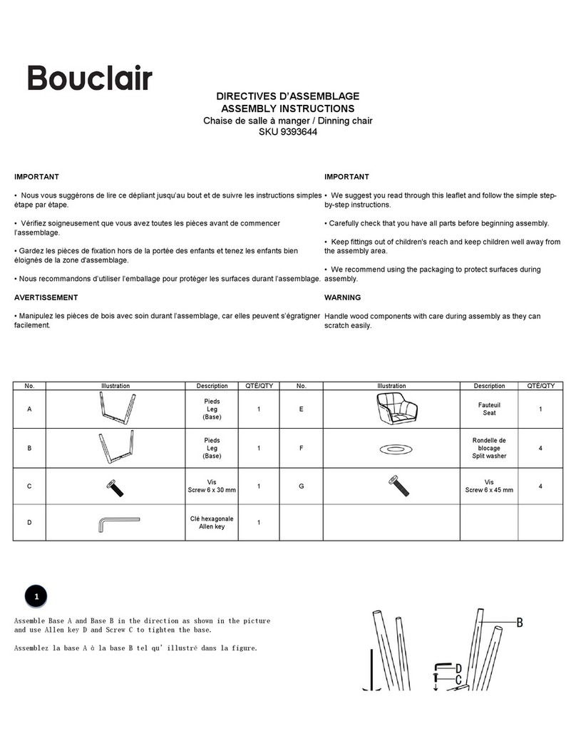 Bouclair 9393644 Assembly instructions