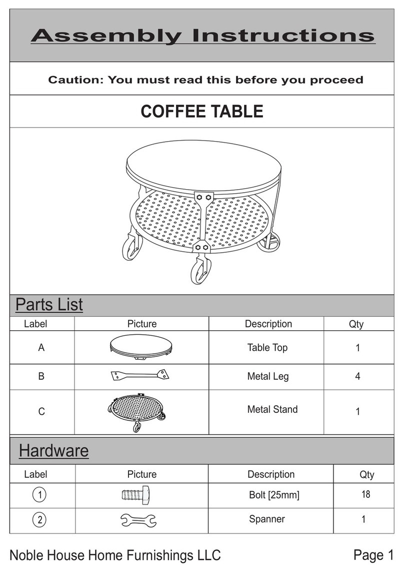 Noble House Home Furnishings COFFEE TABLE Assembly instructions Noble House Home Furnishings COFFEE TABLE Assembly instructions