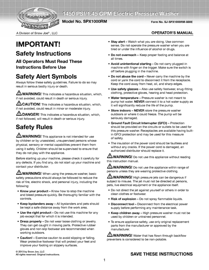 SNOWJOE PRESSURE JOE SPX1000RM User manual