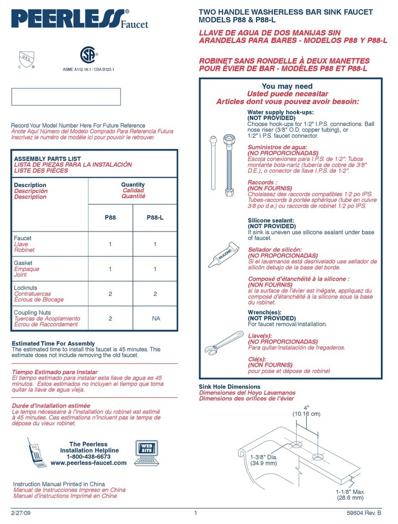 Peerless Faucet P88 quick start guide