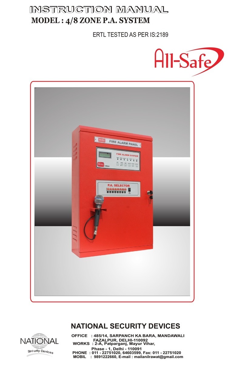 National Security Systems All-Safe 4 Zone P.A. SYSTEM instruction manual National Security Systems All-Safe 4 Zone P.A. SYSTEM instruction manual