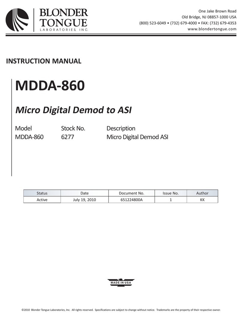 Blonder tongue MDDA-860 User manual