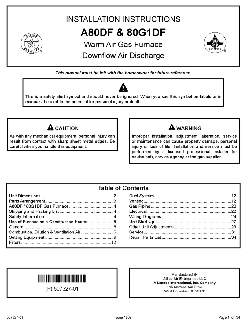 Lennox Allied Air A80DF User manual