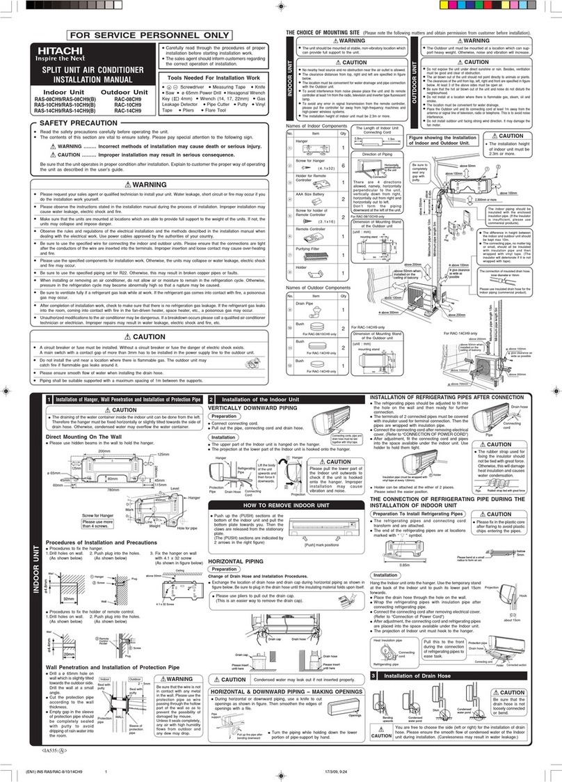 Hitachi RAS-08CH9 User manual