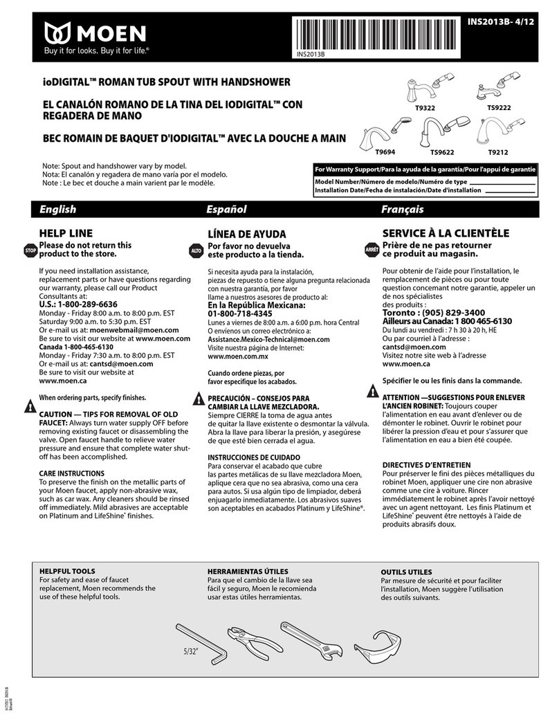 Moen ioDIGITAL T9322 quick start guide