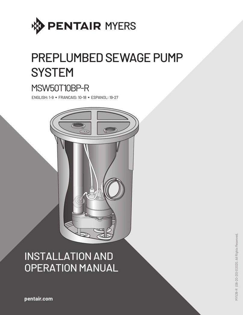 Pentair MYERS MSW50T10BP-R Installation and operation manual
