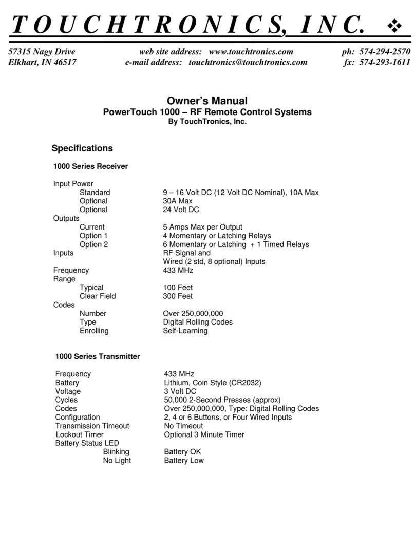 TouchTronics PowerTouch 1000 owner's manual