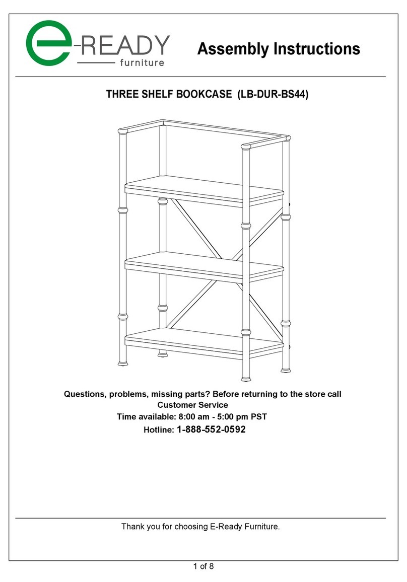 E-Ready Furniture THREE SHELF BOOKCASE LB-DUR-BS44 Assembly instructions E-Ready Furniture THREE SHELF BOOKCASE LB-DUR-BS44 Assembly instructions
