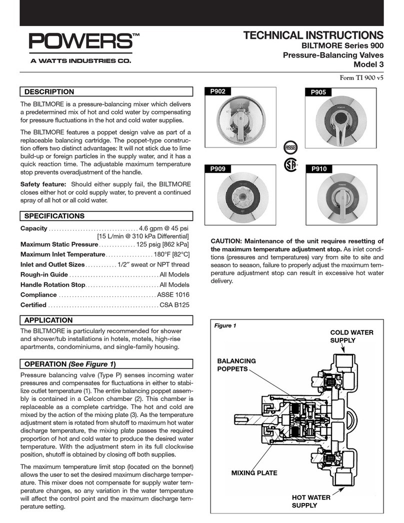 Watts Industries Powers BILTMORE 900 Series Owner's manual