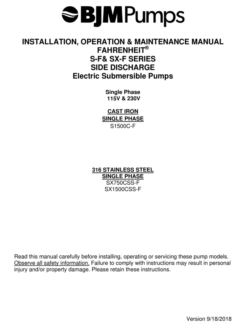 BJM Pumps FAHRENHEIT S-F Seires Installation, operation & maintenance manual BJM Pumps FAHRENHEIT S-F Seires Installation, operation & maintenance manual