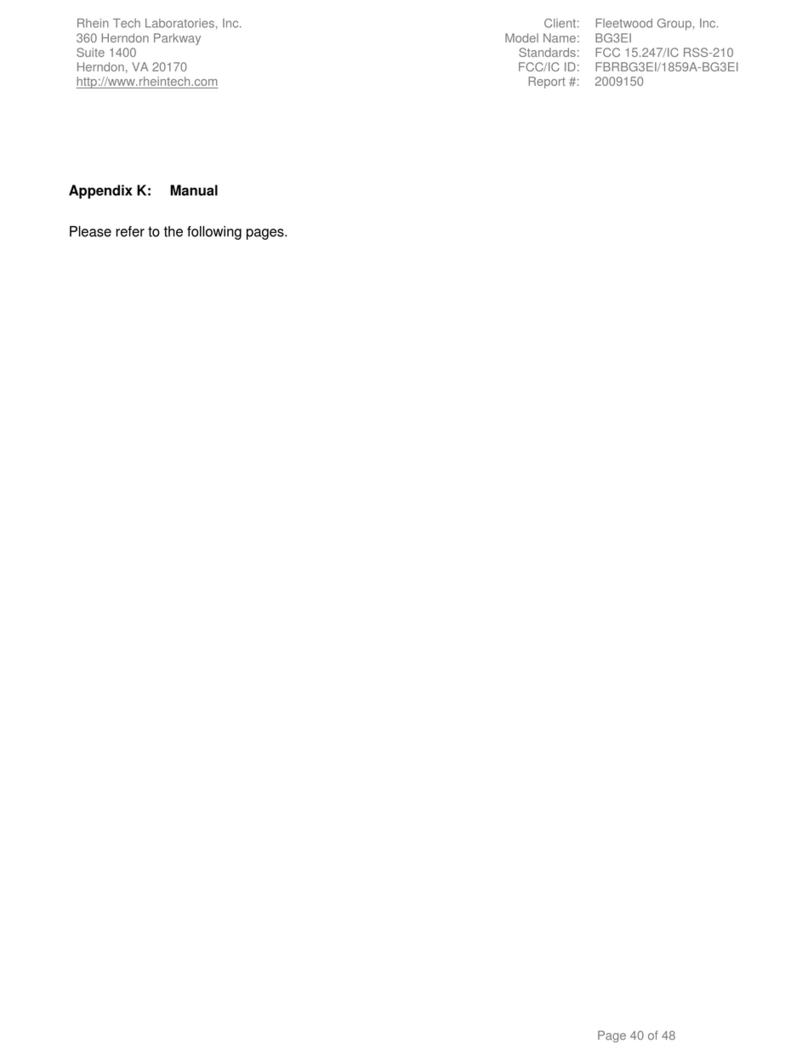 Fleetwood BG3EI User manual