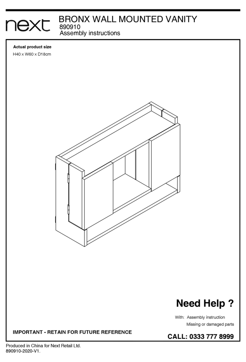 Next BRONX WALL MOUNTED VANITY 890910 User manual Next BRONX WALL MOUNTED VANITY 890910 User manual