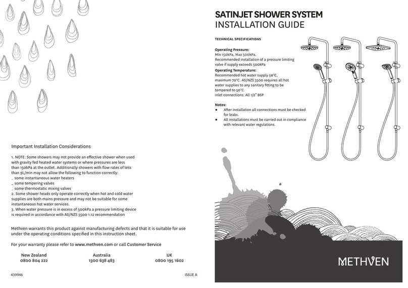 METHVEN Satinjet Waipori WASSCPGR installation guide METHVEN Satinjet Waipori WASSCPGR installation guide