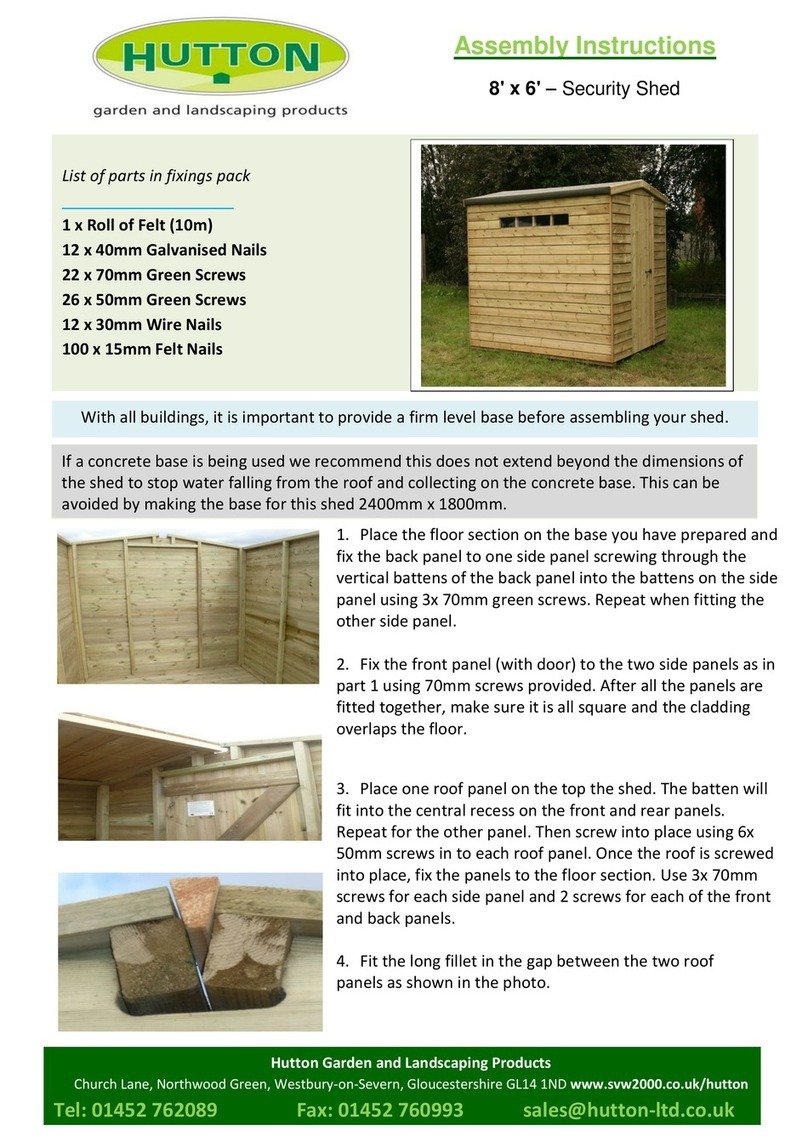 HUTTON 8' x 6' - Security Shed Assembly instructions HUTTON 8' x 6' - Security Shed Assembly instructions