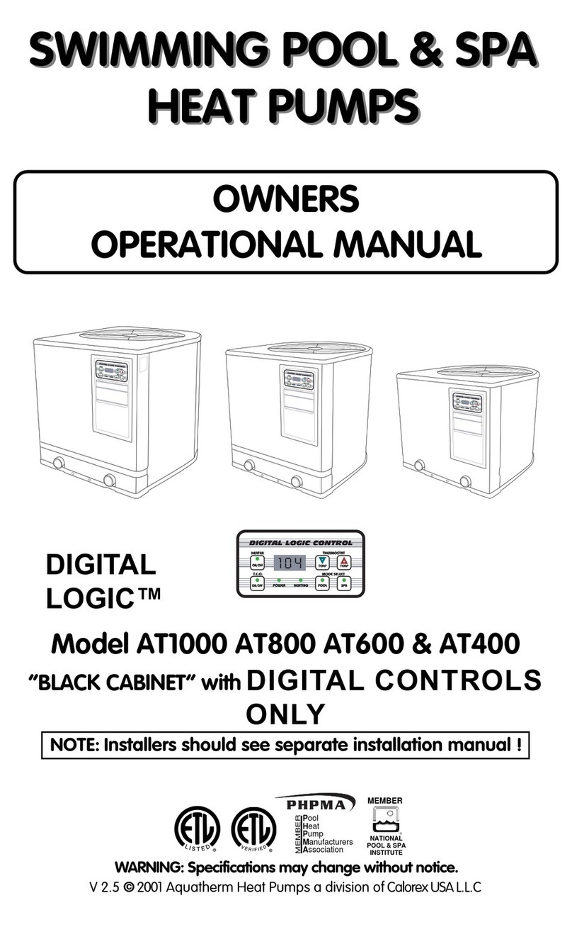 Calorex Aquatherm DIGITAL LOGIC AT1000 Owner operational manual