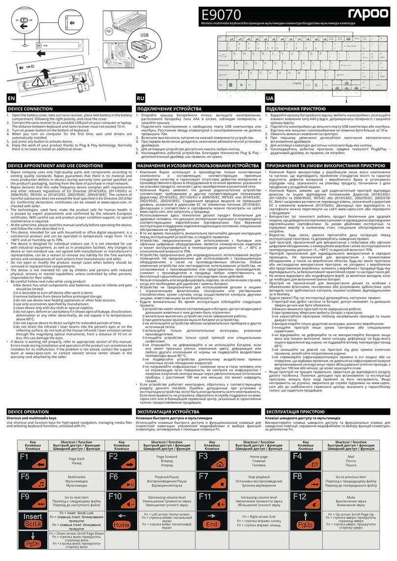 Rapoo E9070 quick start guide