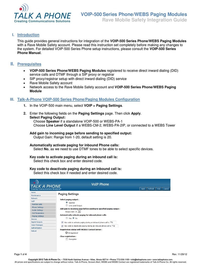 Talkaphone VOIP-500 Series Integration guide