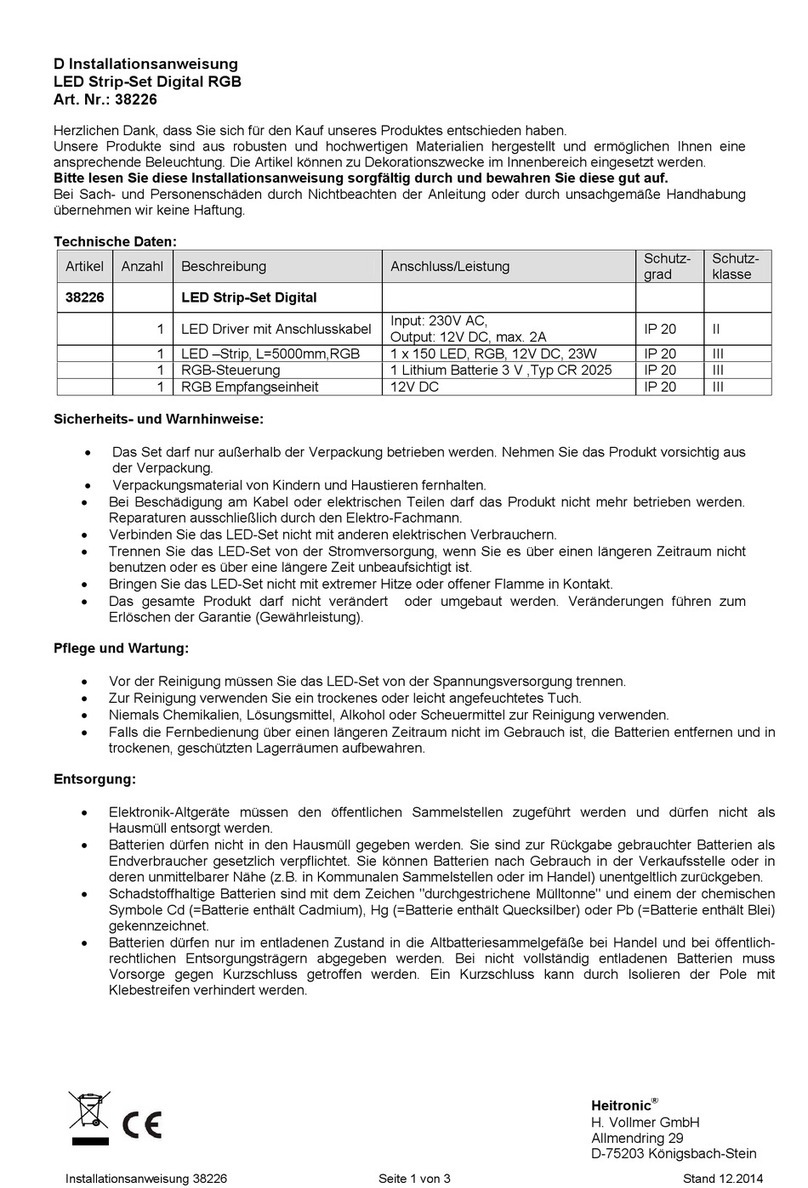 Heitronic 38226 installation instructions Heitronic 38226 installation instructions
