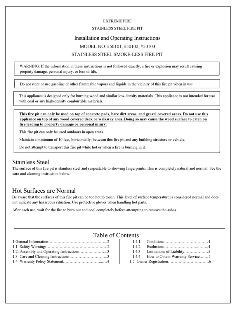 Extreme Fire 50101 Installation and operating instructions