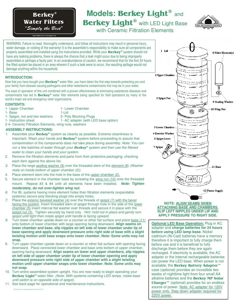 NEW MILLENIUM CONCEPTS Berkey Light quick start guide