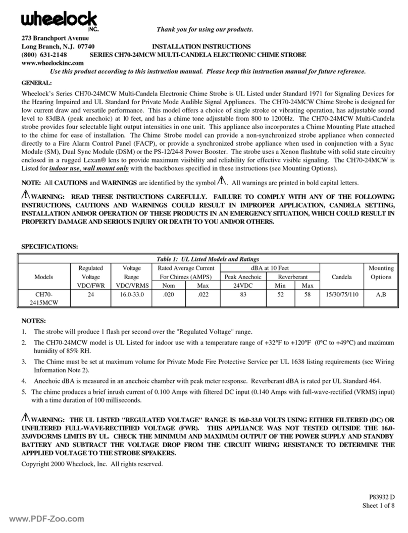 Wheelock CH70-24MCW Series User manual