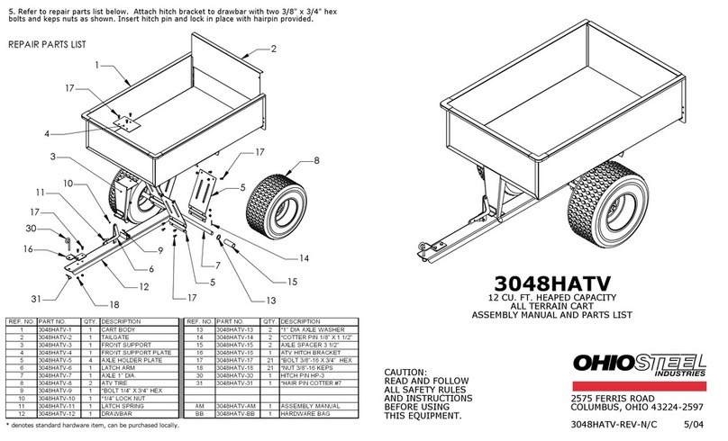 Ohio Steel 3048HATV Assembly manual and parts list