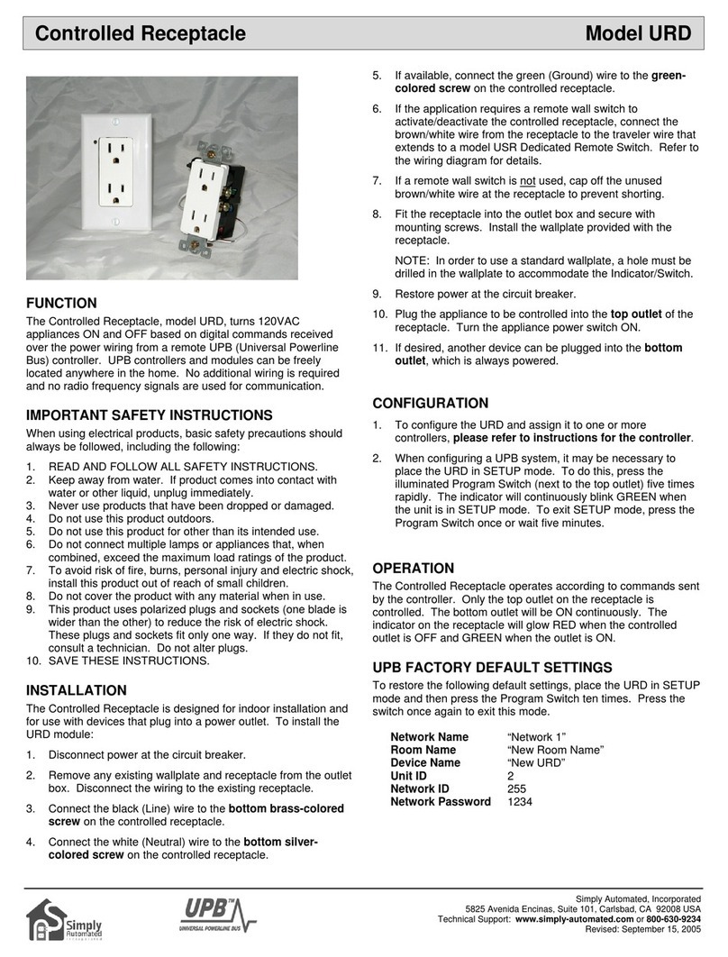 Simply Automated UPB URD manual