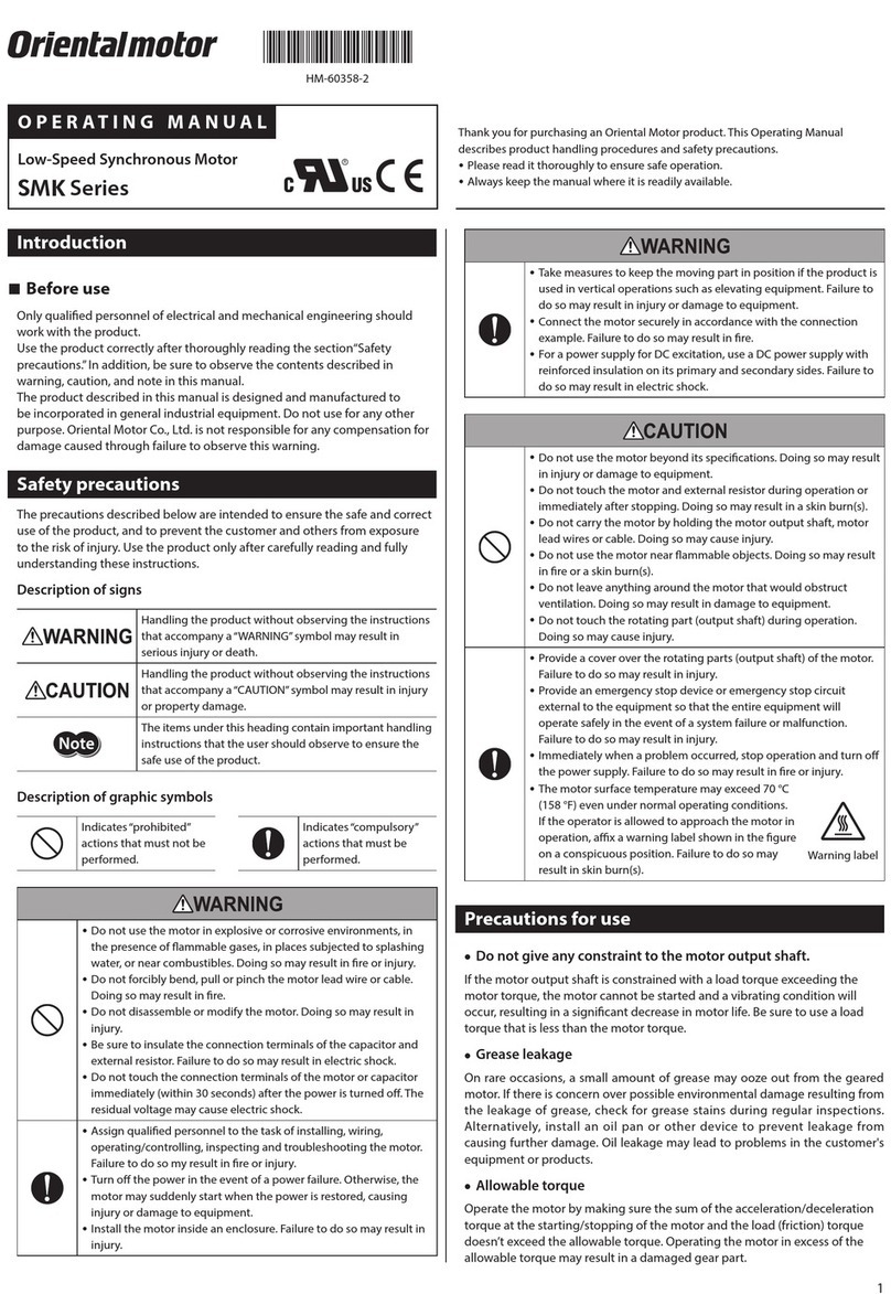 Oriental motor SMK Series operating manual