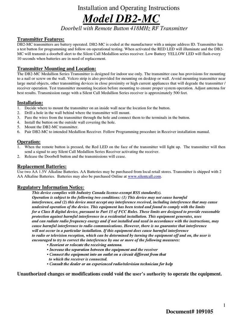 SilentCall MEDALLION DB2-MC Installation and operating instructions