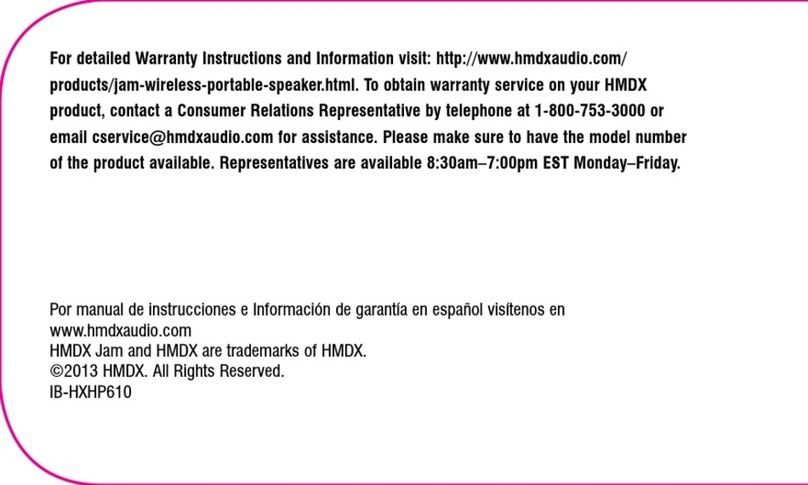 HMDX Jam Fusion User guide and warranty information