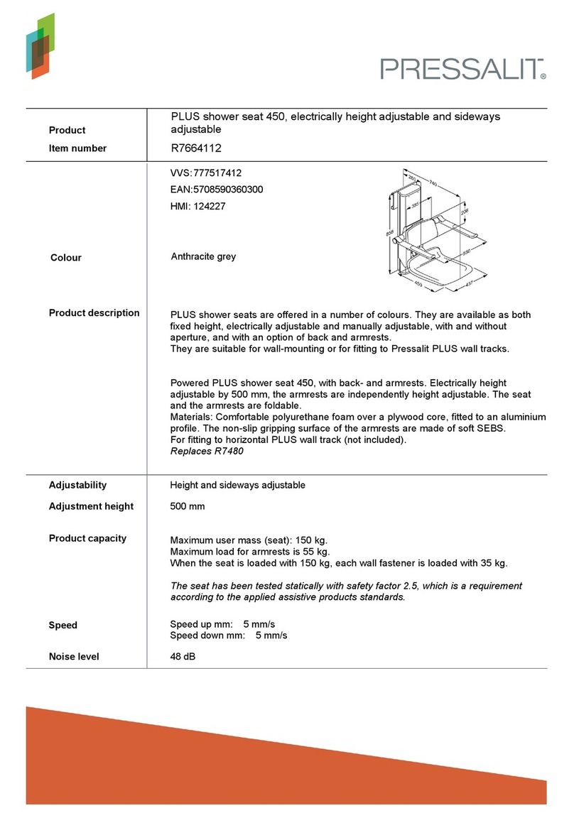 Pressalit PLUS shower seat 450 User manual
