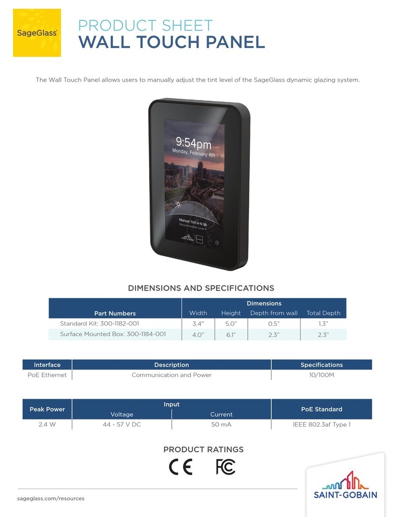SAINT-GOBAIN SAGEGLASS WALL TOUCH PANEL Dimensions