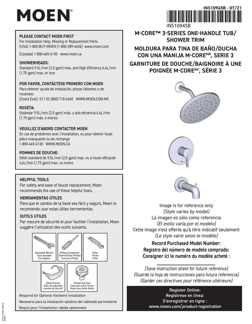 Moen M-CORE 3 Series instruction sheet Moen M-CORE 3 Series instruction sheet
