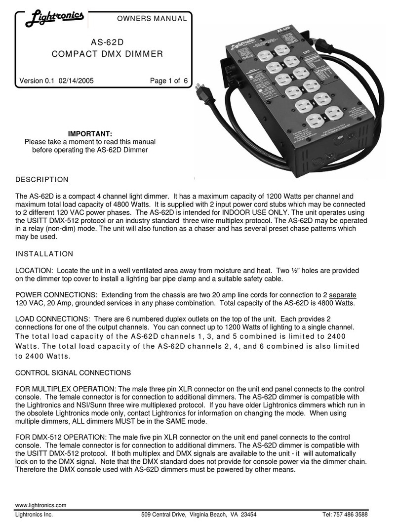 Lightronics AS-62DC owner's manual