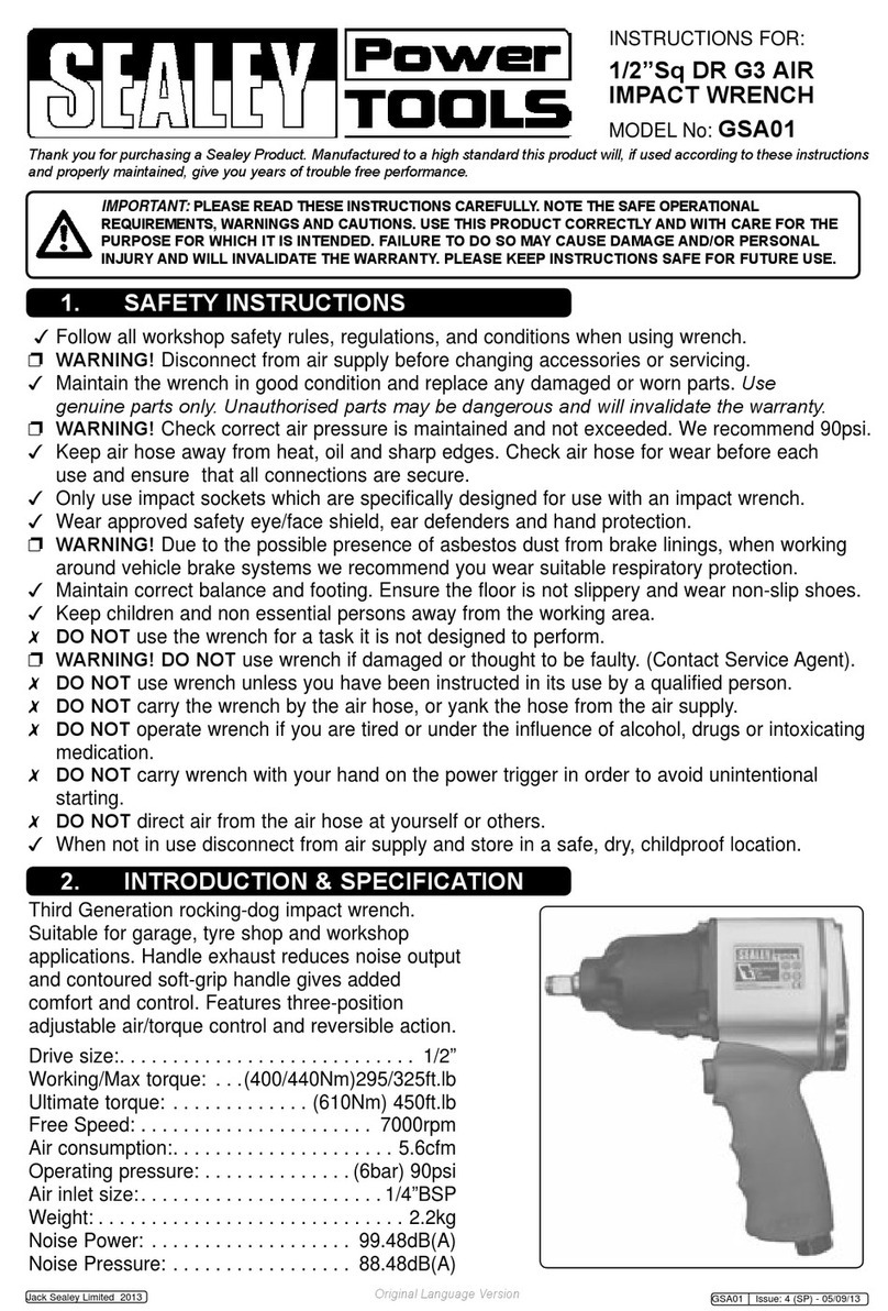 Sealey POWER TOOLS GSA01 User manual