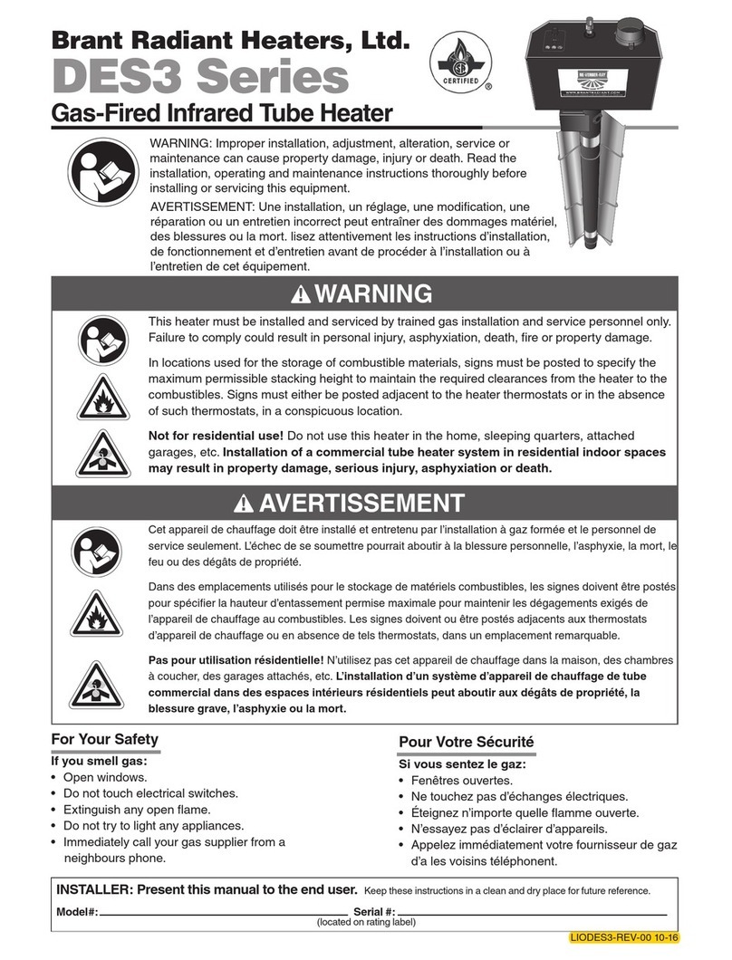 Brant Radiant Heaters DES3 Series manual