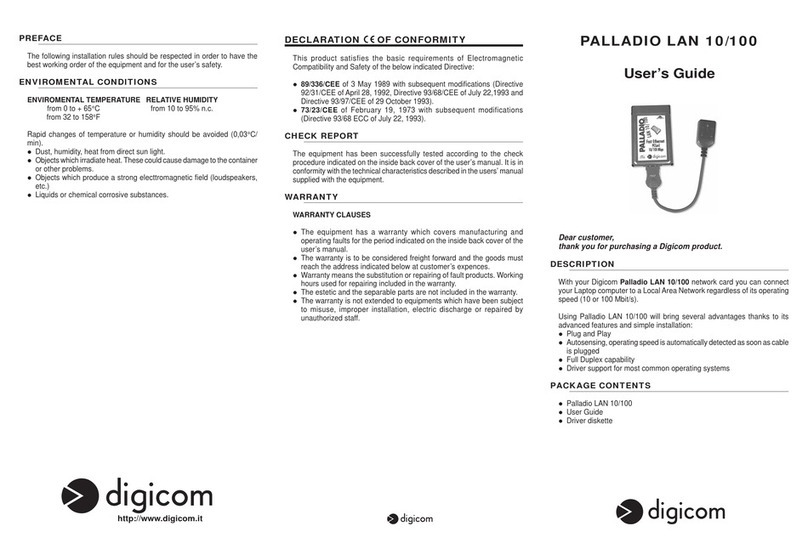 Digicom PALLADIO LAN 10/100 user guide