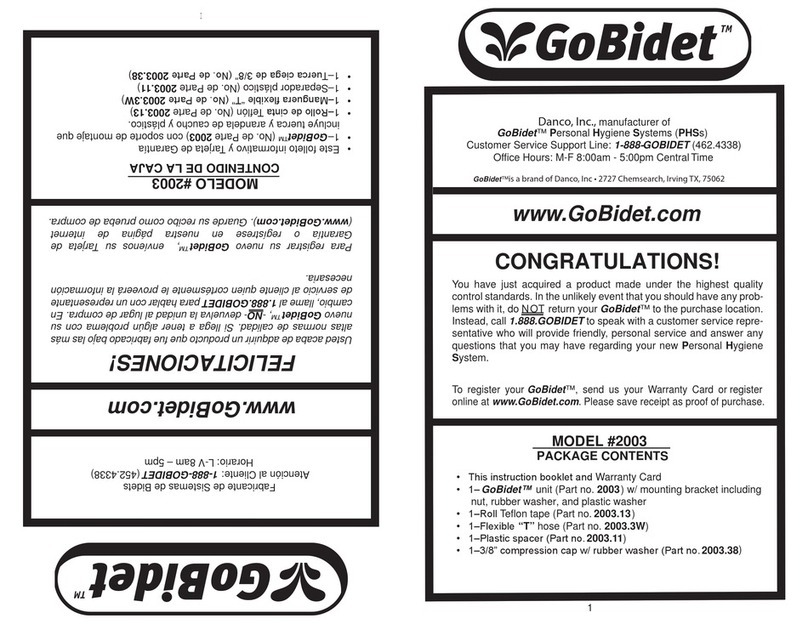 Danco GoBidet 2003 quick start guide