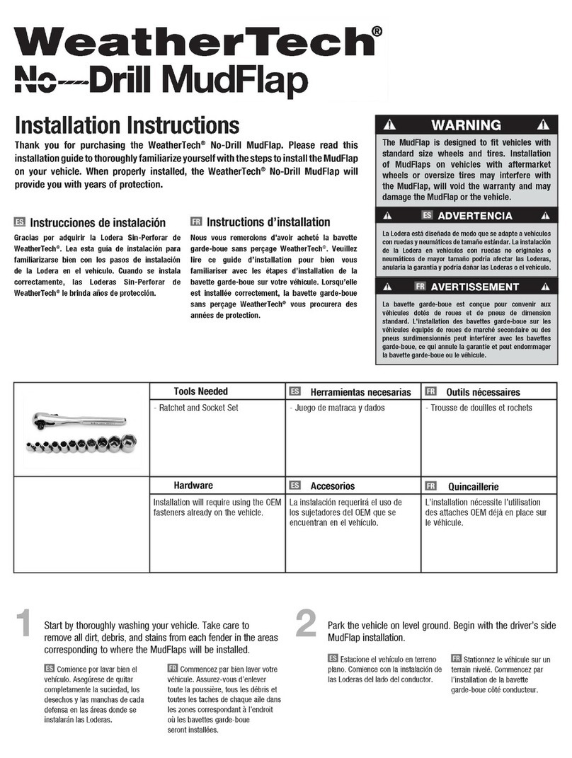 WeatherTech No-Drill MudFlap User manual WeatherTech No-Drill MudFlap User manual