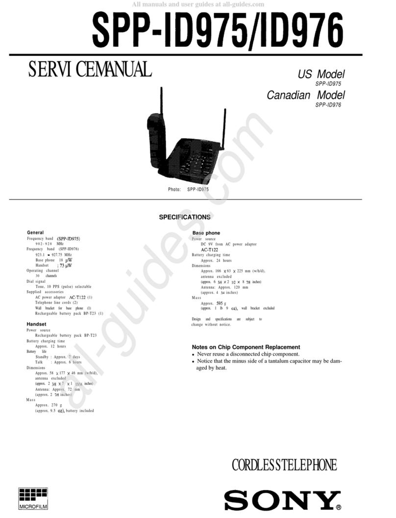 Sony SPP-ID975 - Cordless Telephone User manual