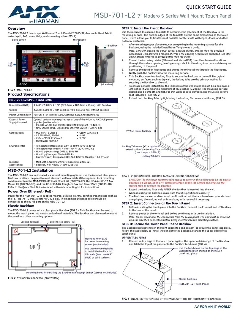 Harman AMX MODERO S MSD-701-L2 quick start guide