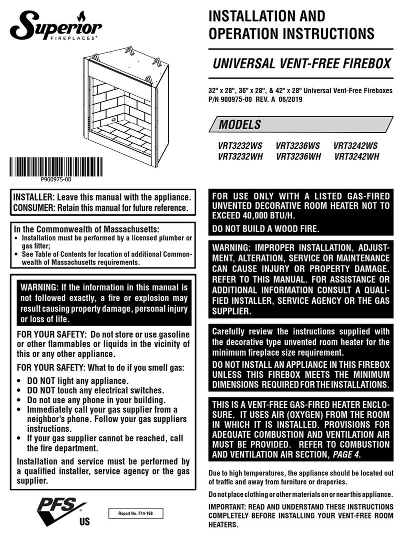Superior Fireplaces VRT3232WS Assembly, installation and operation instructions